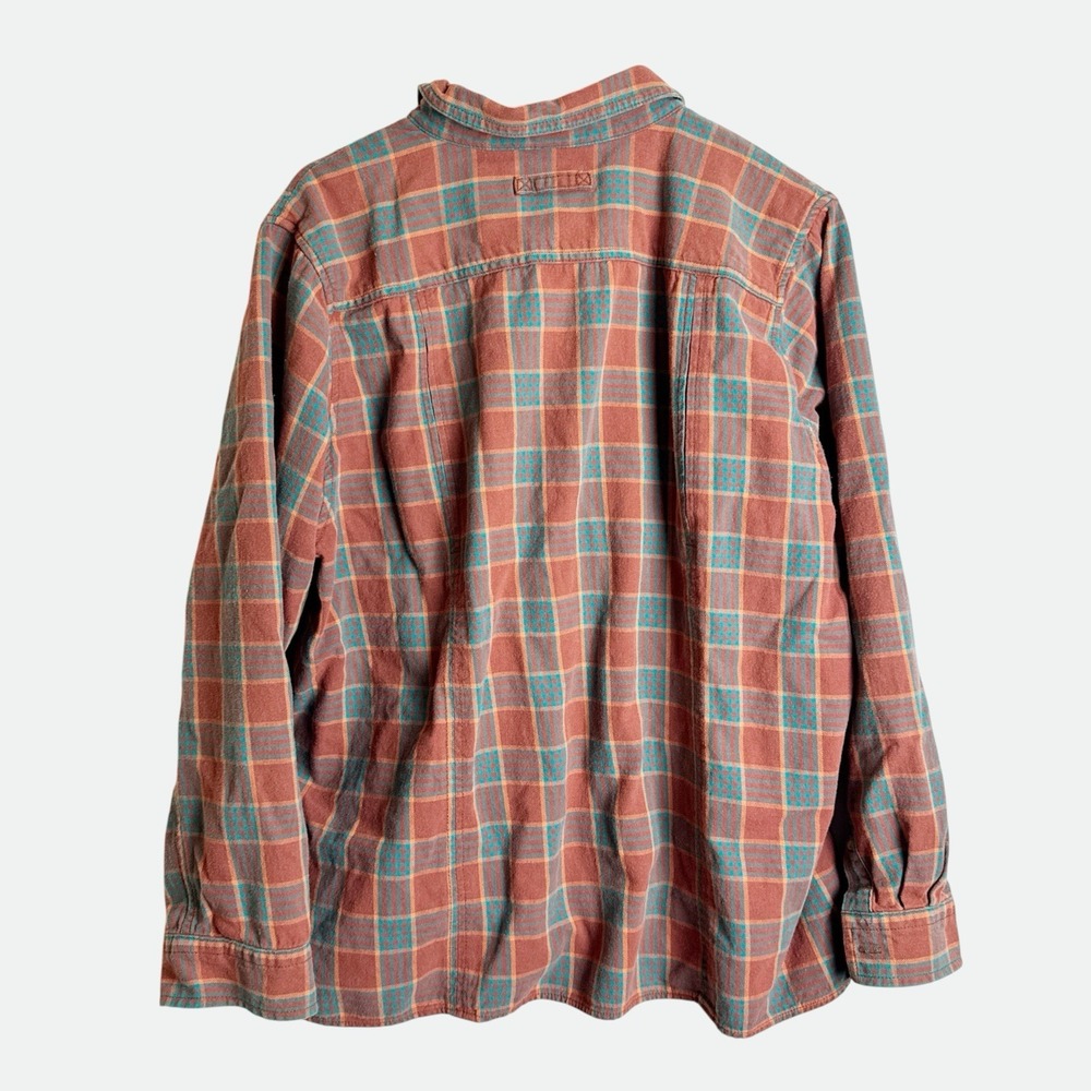 Duluth Women 2X Rust Turquoise Plaid Flannel Workwear Ranch Western - Picture 2 of 4